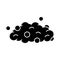 Cutout silhouette Soap foam cloud with bubbles. Outline icon of washing. Black illustration of cleanser, detergent, shampoo, gel.