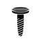 Cutout silhouette Spiral screw with countersunk head with straight slot icon. Outline logo of threaded nail. Black illustration of
