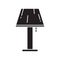 Cutout silhouette table lamp with shade icon. Outline template for logo of home interior. Black and white simple illustration.