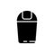 Cutout silhouette of Trash can with closed round cover. Outline icon of bin for rubbish. Black simple illustration of place for