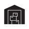 Cutout silhouette Warehouse icon. Outline logo of storage of goods. Black simple illustration of depot. Flat isolated vector image