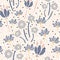 Cutout style flowers seamless vector pattern.
