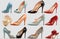 Cutouts of classic formal occasion shoes collection Set in different styles and colors