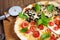Cuts vegetarian margarita pizza wheel