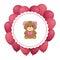 cutte little bear teddy female with bows and balloons helium