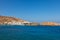 Cutters and boats moored in Karavostasi marina, Folegandros Island, Greece