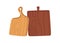 Cutting boards from wood. Rustic brown kitchen utensil for chopping. Clean wooden cooking kitchenware of different shape