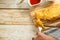 cutting brazilian pastel, fried snack, traditional fair food