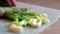 Cutting and chopping fresh green onions