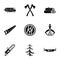 Cutting down trees icons set, simple style