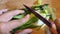 Cutting leek in slices for a soup