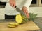 Cutting a pineapple