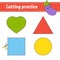 Cutting practice for kids. Education developing worksheet. Activity page with pictures. Game for children. Isolated vector