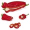 Cutting Sweet Italian chili peppers. Cartoon style