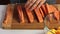 Cutting sweet potato for a guacamole with vegies recipe