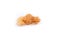 Cuttlefish snack two crisps leaning on each other isolated over white side view