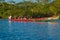 CUYABENO, ECUADOR - NOVEMBER 16, 2016: Unidentified people travelling by boat in Cuyabeno National Park, Ecuador