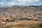 Cuzc Peru, city and aerial view of the Plaza de Armas and church with a background of mountains on June 2019