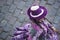 cuzco in festival of the sun inti raymi with typical clothes dancing and typical hat top view with cobblestone street background -