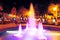 cuzco peru, beautiful water fountain illuminated with night colors