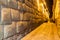 CUZCO, PERU - MAY 23, 2015: Detail of Inca`s perfect stonework. Wall of former palace of Inca Roca in Cuzco, Per