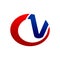 CV Initials Lettermark Red Blue Symbol Design