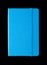 Cyan blue closed notebook isolated on black