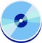 Cyan blue disk vector icon symbol