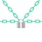 Cyan chains locked by padlock in silver design