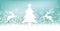 Cyan Christmas Card Header Snowflakes Reindeer Tree