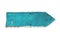 Cyan color arrow shape from a rusty and grunge metal iron plate with peeling coating