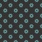 Cyan decorative flowers on dark gray background. Seamless floral abstract pattern.