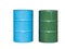 Cyan and green metal barrel, oil container isolated