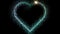 Cyan heart shaped fiber particles with light beam