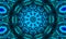 Cyan indigo and black Hypnotic Kaleidoscope Background