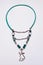 Cyan long necklace with a cat pendant