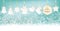 Cyan Merry Christmas Card Header Snowflakes Golden Stickers