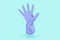 Cyan rubber gloves counting 5 on light blue background