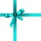 Cyan Satin Gift Ribbon with Decorative Bow - Ornate Textile Decor