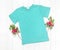 Cyan T-shirt Mockup on White Background