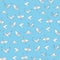 Cyan and white crane origami seamless vector pattern