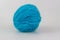 Cyan yarn closeup isolated on white background