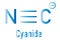 Cyanide anion, chemical structure. Skeletal chemical formula.