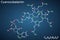 Cyanocobalamin, cobalamin molecule. It is a form of vitamin B12. Structural chemical formula on the dark blue background. Vector