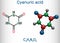 Cyanuric acid molecule.Structural chemical formula and molecule model