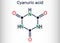 Cyanuric acid molecule. It is triazine, enol tautomer of isocyanuric acid. Skeletal chemical formula