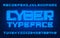 Cyber alphabet font. Neon color letters and numbers.