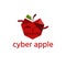 Cyber apple with worm technology vector design template