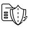 Cyber attack on firewall icon, outline style