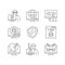 Cyber attacks types linear icons set